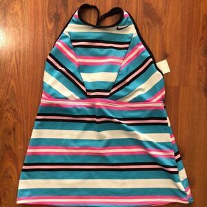 Nike vintage striped halter racer back top M